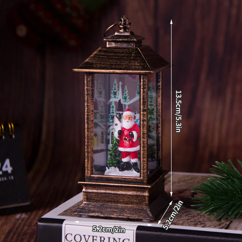 Luz Noturna Decorativa Natalina com Papai Noel e Boneco de Neve