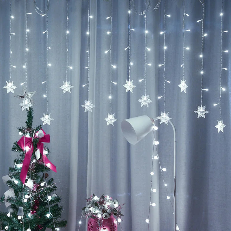 Cortina de Luzes LED Floco de Neve – Magia Natalina em Cada Detalhe