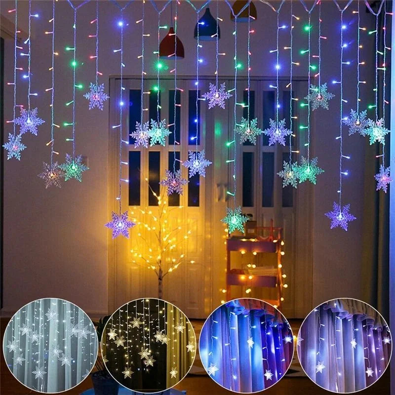 Cortina de Luzes LED Floco de Neve – Magia Natalina em Cada Detalhe