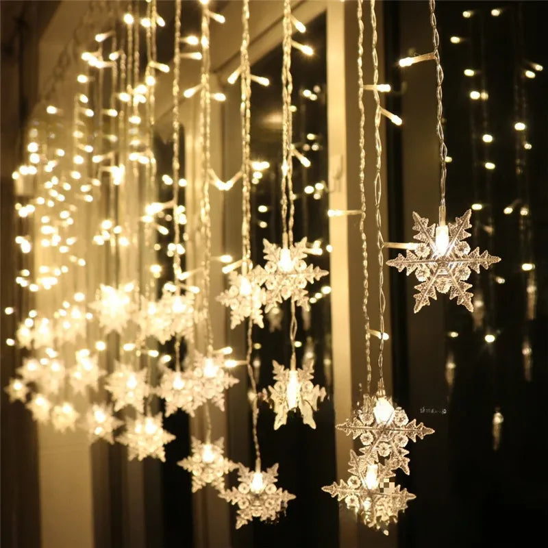 Cortina de Luzes LED Floco de Neve – Magia Natalina em Cada Detalhe