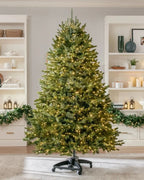 Árvore de Natal Verde Premium com Galhos Articulados, Suporte Metálico com Rodinhas e Micro LEDs Embutidos